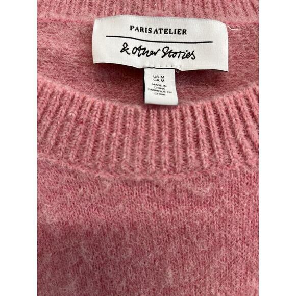 & Other Stories color block Sweater Alpaca Wool Blend Size M Pink Blue Cream - Picture 3 of 11